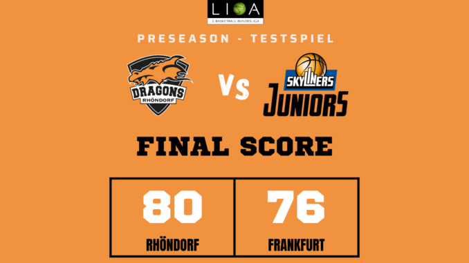 Grafik Testspiel Dragons Rhöndorf vs Frankfurt Skyliners 31-8-25
