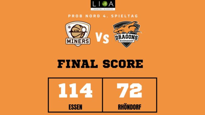 Basketball 4-Spieltag 2025 -- Essen Miners vs Dragons Endstand